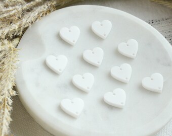 White Matte Acrylic Heart Earrings Connectors Set of 10 Valentine’s Day WHITE Heart Earrings Blanks Findings Two Hole Acrylic Hearts