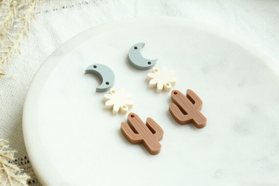2 Pieces Moon earring findings for jewelry making. Best gift for her