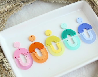 Rainbow Geometric Double Swoop Acrylic Earring Pieces Earring Blanks Unfinished Earring Pieces 1 Pair Choose Your Colors Geometric Modern