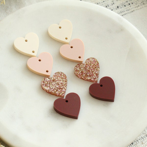 Valentine’s Night Out Heart Stack Acrylic Earring Blanks Earring Making Connectors Heart Earring Supplies Unfinished 3 Pairs
