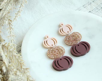 UPDATED! Stacked Pumpkin Fall Mauve Set Colored Acrylic Earring Blanks Rose Gold and Pinks Pumpkin Earring Making 3 Pairs Pumpkin Charms