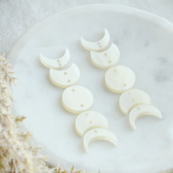 Ivory Pearl Moon Phase Acrylic Earring Findings DIY Moon Phase Earring Making Acrylic Moon Ivory Pearl Earring Connectors Pieces 3 Pairs