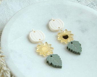 UPDATED Fall Acrylic Charms Earring Blanks Pumpkin Sunflower and Leaf Acrylic Laser Cut Pieces to Make Earrings Sunflower Fall Themed