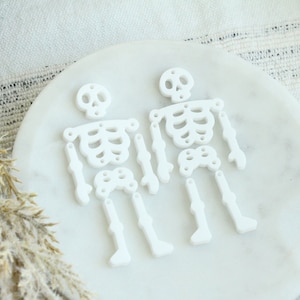 Hinged Skeleton Halloween Acrylic Earring Charms Acrylic Skeleton Earring Blanks Matte White Bones Cute Skeleton Earring Pieces 1 PAIR