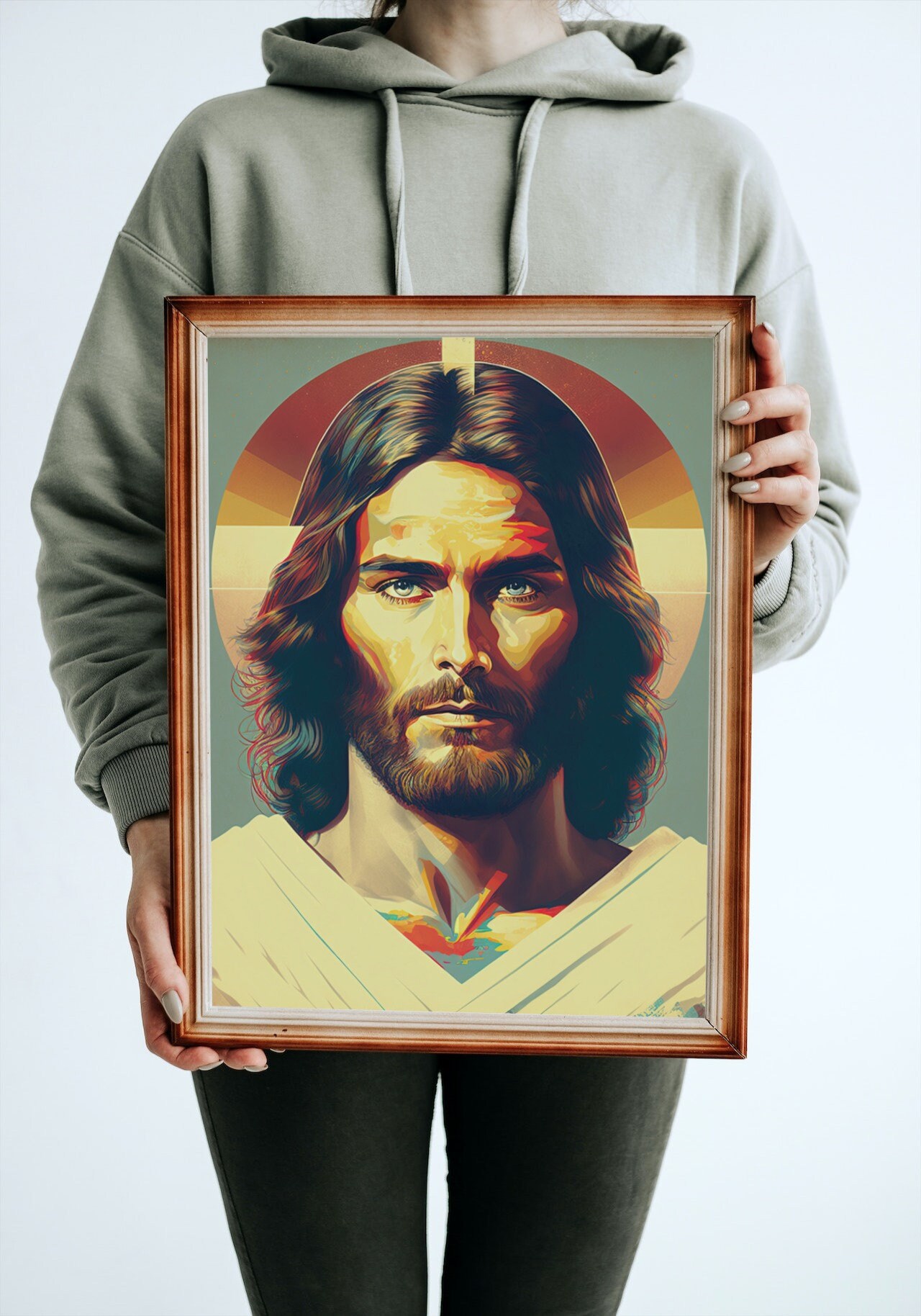 Jesus Christ Retro Mid Century Modern Christian Catholic Wall Art