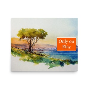 The Sea of Galilee - Boho Watercolor Painting - Christian Catholic Wall Art - Matte Poster