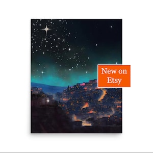 Holy Night in Bethlehem - Christian Catholic Christmas Advent Wall Art - Digital Print - Printable Poster