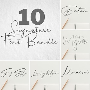 10 Signature Font Bundle, Wedding Typography, Modern Typeface, Display Lettering, Cricut Calligraphy, Bundle For Logo,