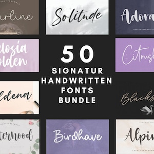 50 Signature Handwritten Fonts: Logo & Cricut Bundle