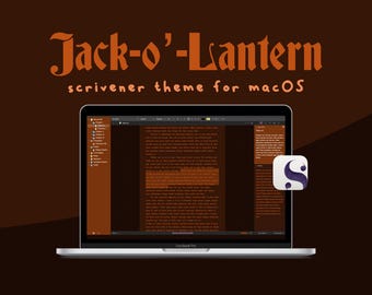 Tema Jack-o'-Lantern Scrivener per Halloween (modalità scura)