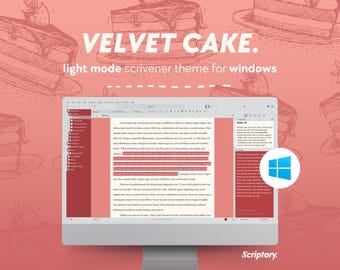 Velvet Cake Scrivener Theme: Soft Red, Stylish Workspace (Windows)