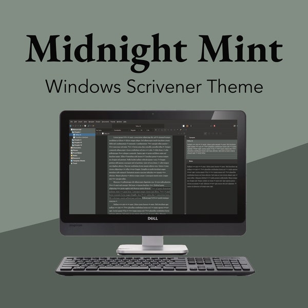 Thème Mint Mint Scrivener pour Windows (mode sombre)