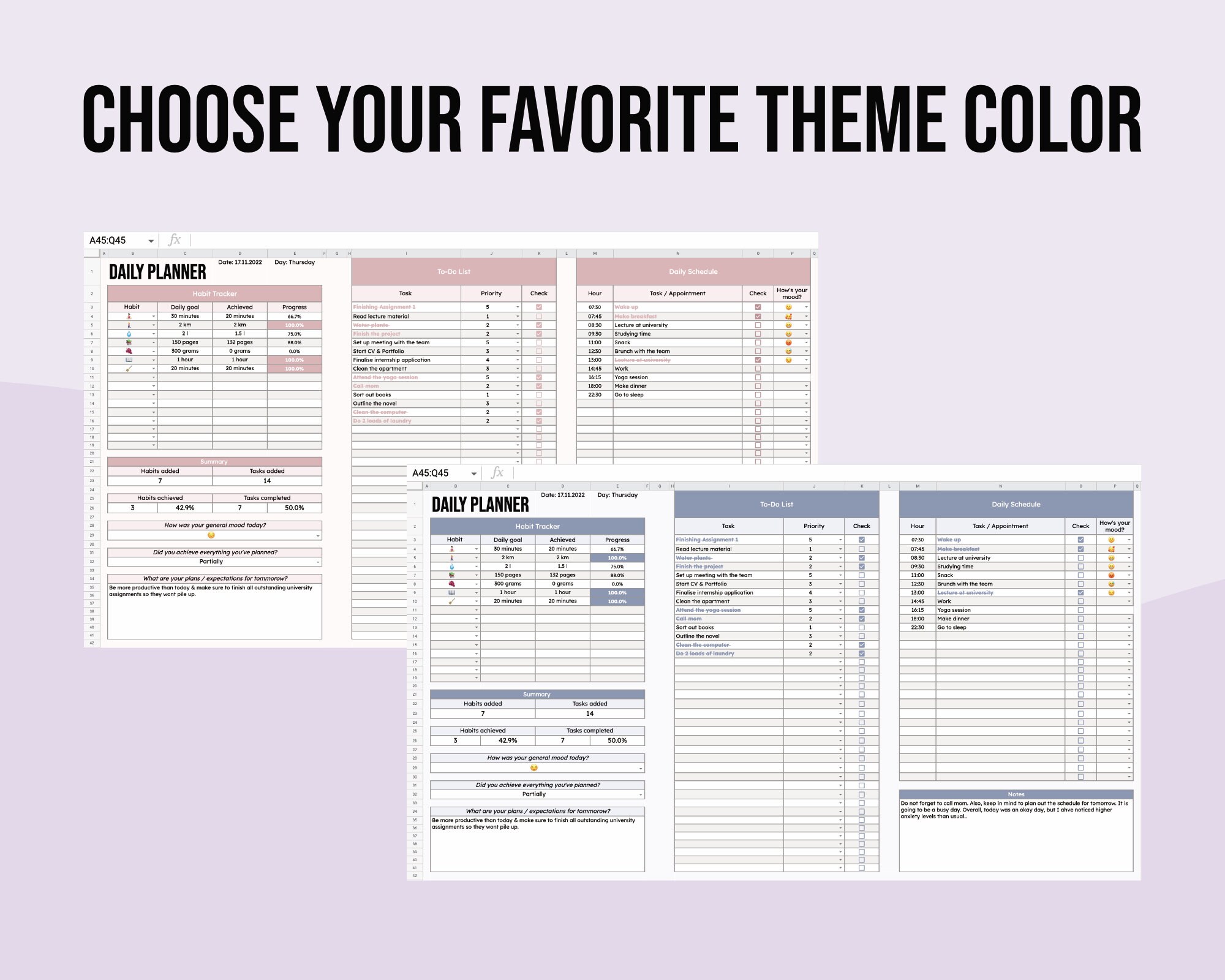 Daily Planner, To-do List & Habit Tracker for Google Sheets - Etsy
