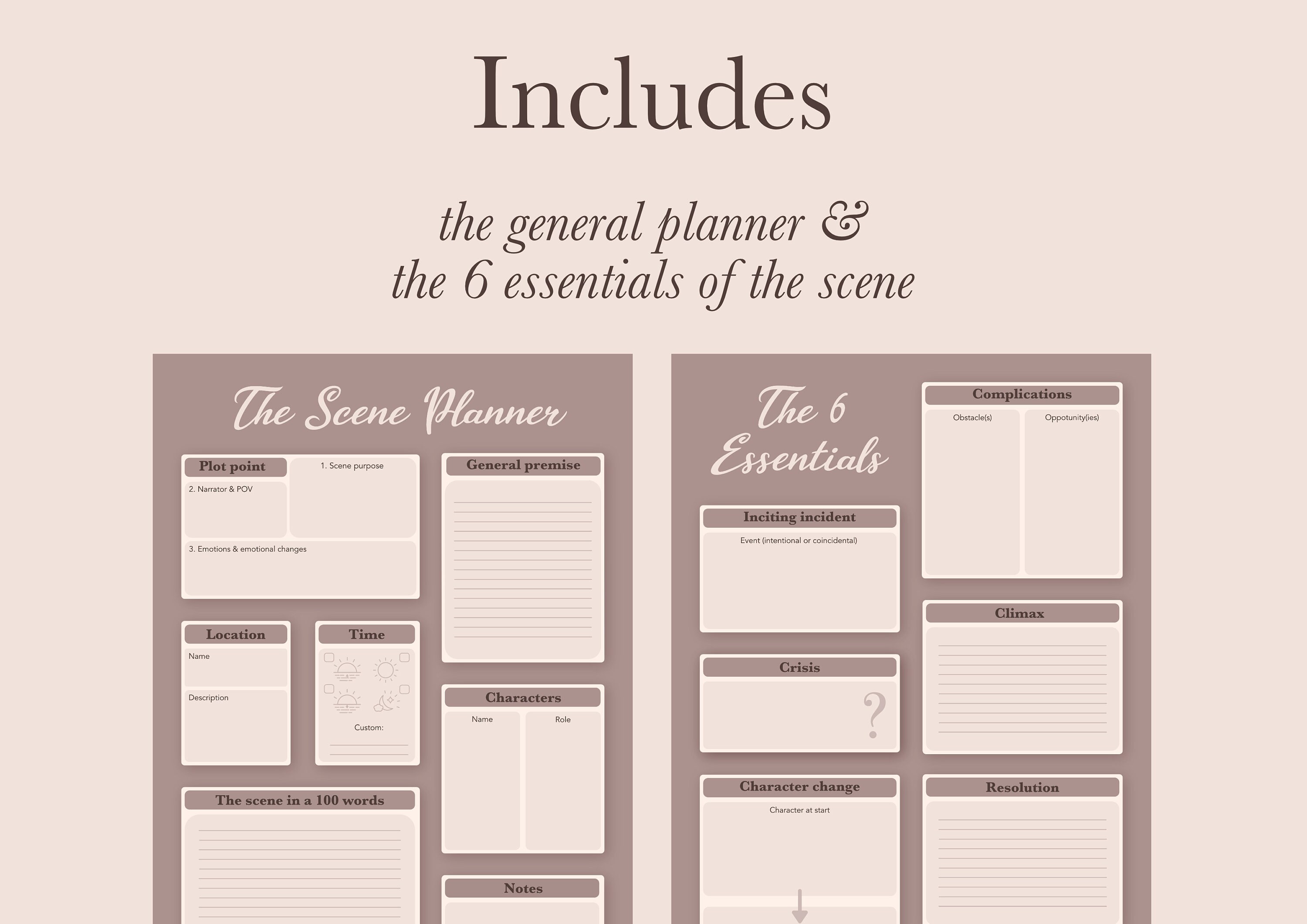 Scene Planner & 6 Essentials Worksheets - Etsy