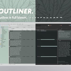 May include: A screenshot of a computer screen showing a writing program with an outline on the left side and a word count progress bar on the right. The outline includes headings like "Chapter 1", "Synopsis", and "Concept Insight". The word count progress bar shows the total word count, the current word count, and the remaining word count.