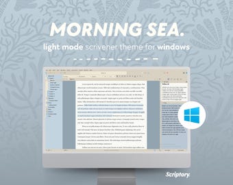 Tema Morning Sea Scrivener: Espaço de Escrita Azul Suave para Windows