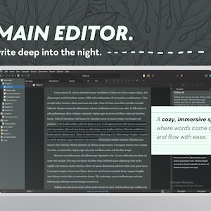 Midnight Mint Scrivener-tema för Windows (mörkt läge) | Skrivinställningar med kall ton för nattugglor bild 2