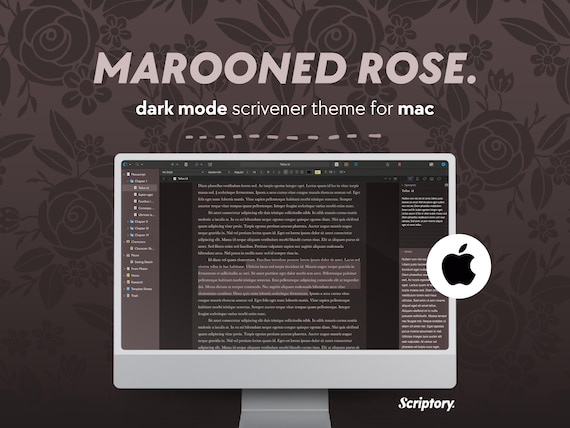 Marooned Rose Scrivener Theme for Mac | Dark Mode Aesthetic
