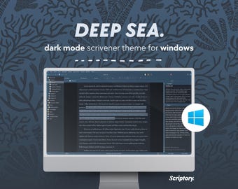 Tema Scrivener in modalità scura Deep Sea per Windows