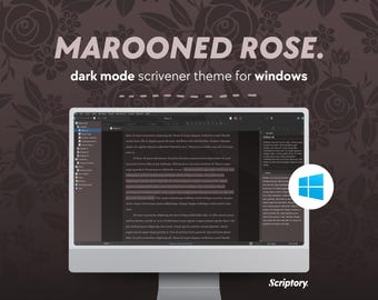 Tema Scrivener Marooned Rose: scrittura in modalità scura (Windows)