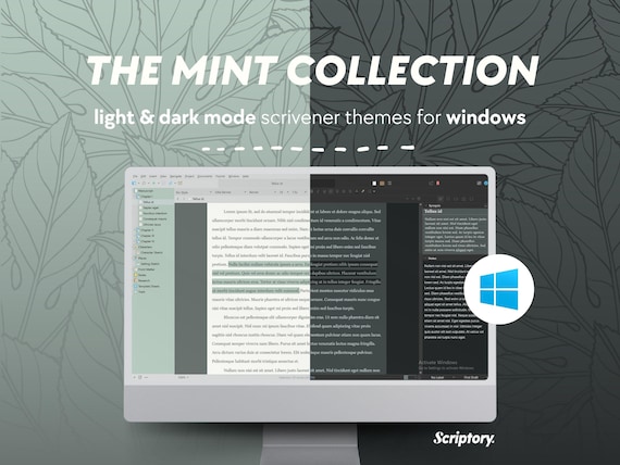 Mint Collection Scrivener Theme: Light & Dark Mode for Windows