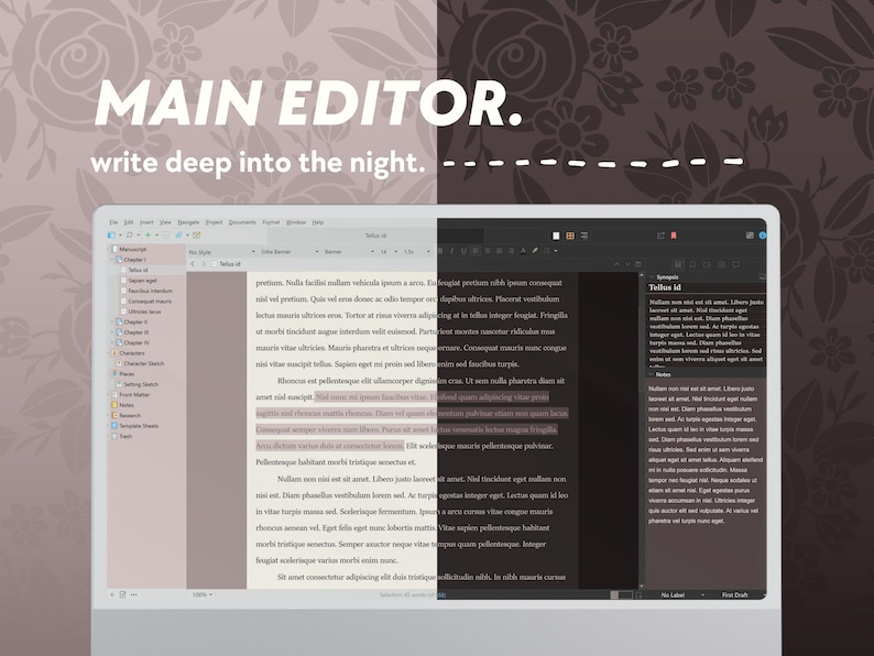 Rose Scrivener Themes: Modo Claro e Escuro para Windows imagem 2