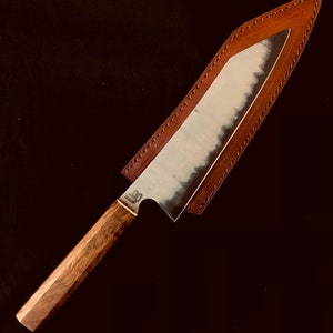 Handmade Japanese chef knife with leather cover, Gyuto knife, Kitchen Knife, Cook’s knife, Handmade knife