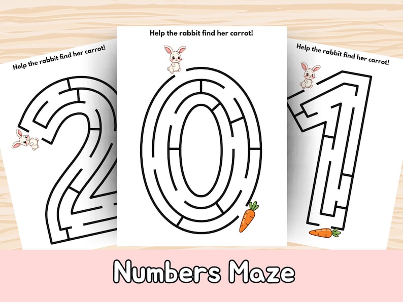 Printable Numbers Maze Worksheets for Kids, Labyrinth Easy Mazes ...