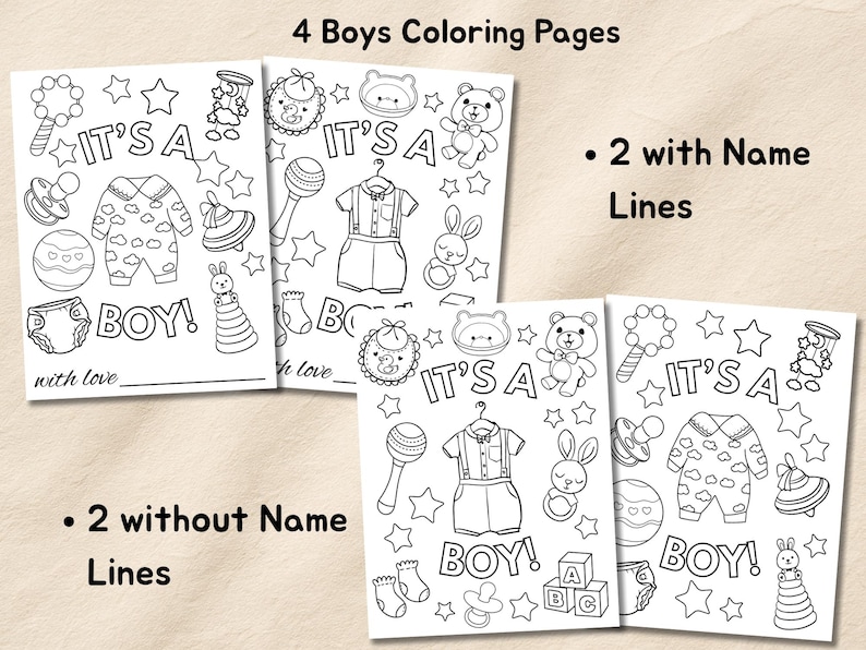 Baby Shower Coloring Book, Gender Reveal Coloring Pages, Boy or Girl ...