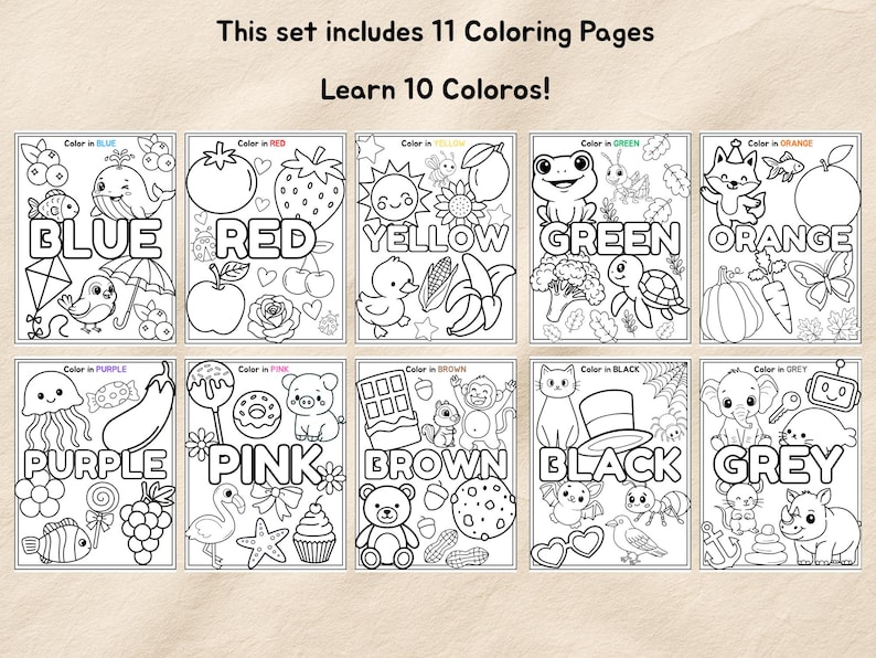 10 Colors Coloring Pages for Kids. Preschool Coloring Worksheets ...