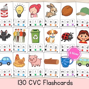 CVC Words Flashcards, 1st grade CVC Words Families phonics, CVC Words Flash Cards, Preschool Literacy, Learn To Read, Short Vowel Word Cards