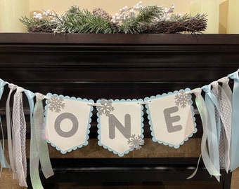 Winter Onederland Highchair Banner, Winter Onederland Decorations, Winter Onederland Banner, Snowflake Highchair Banner, ONE Winter Banner