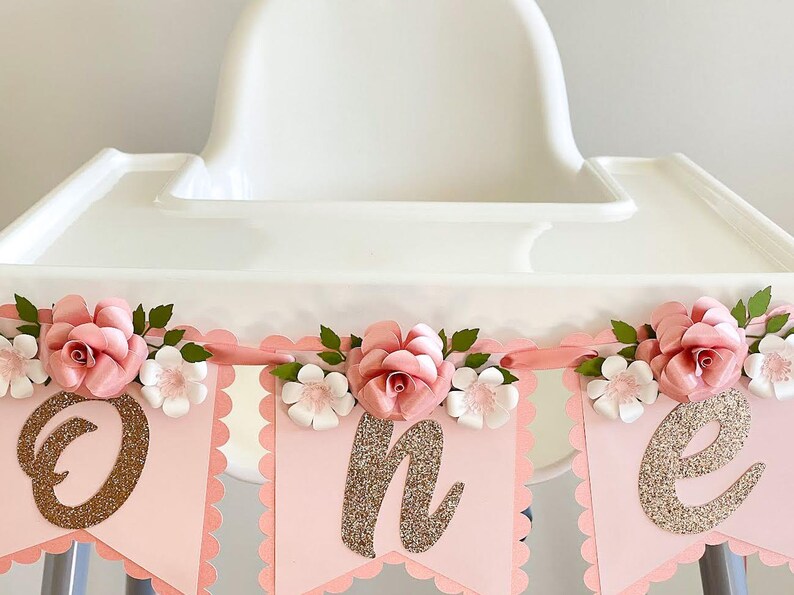 Pink Burlap "One" Banner For 1st Birthday - Pre-strung High Chair Or Wall Decor For Girls