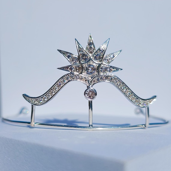Starlight Reverie Aigrette Tiara. Sterling Silver Victorian  display picture 2