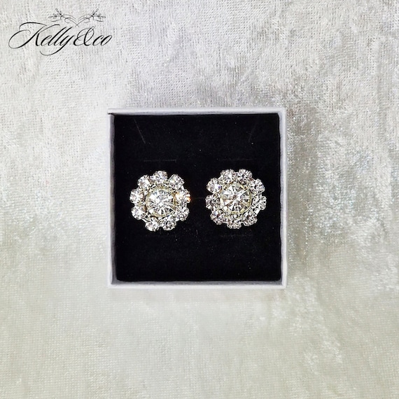 Queen Mary Floret Earrings. Paste Diamond Earrings Royal Reproduction Jewellery. Costume Jewelry for Weddings Proms and Formal Engagements