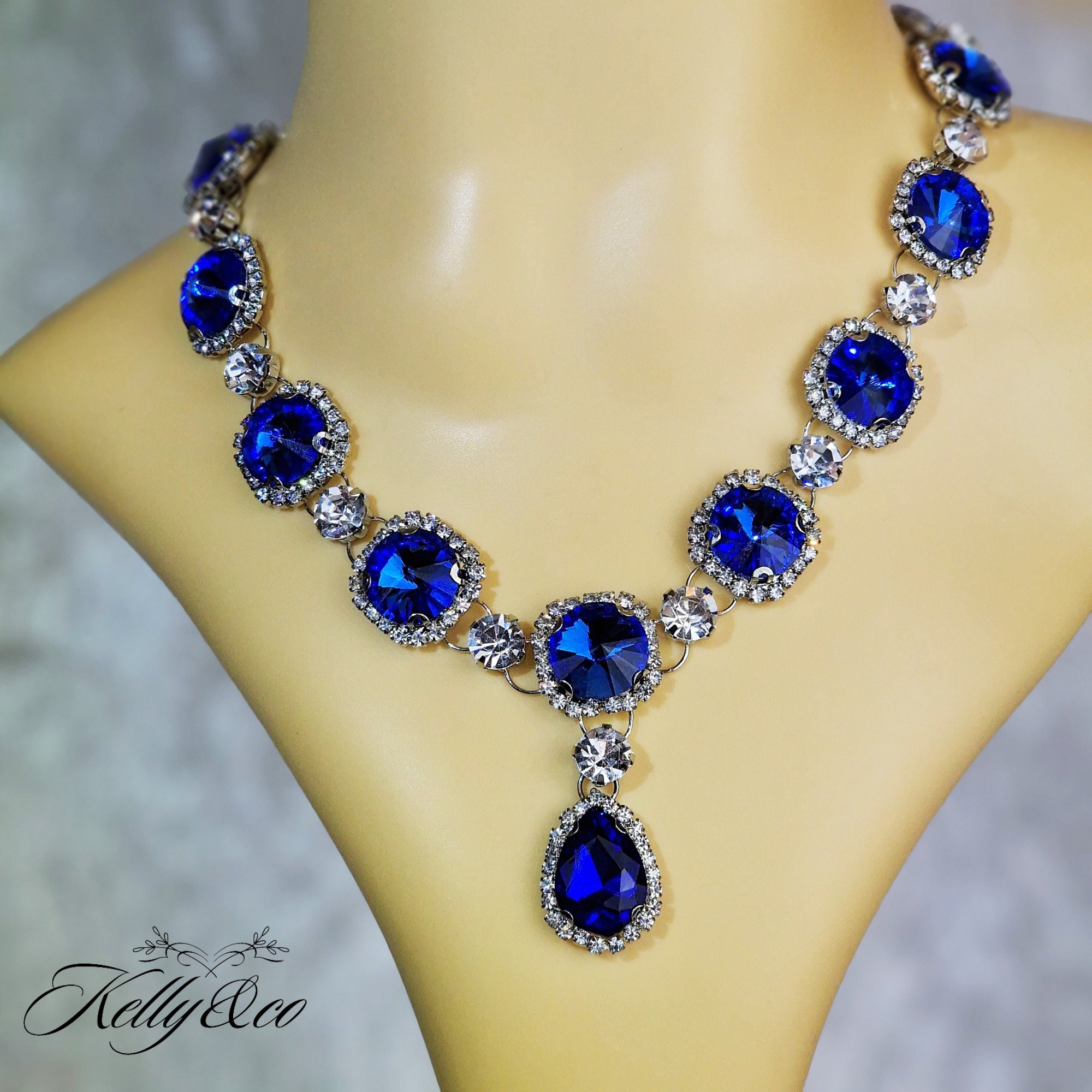 Queen Elizabeth II Inspired Paste Sapphire Necklace. Royal 