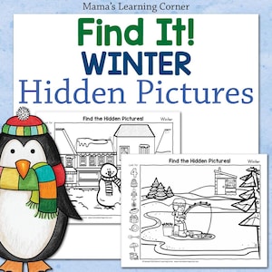 Winter Hidden Pictures Worksheets Seek and Find Objects