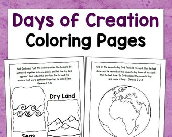 Printable Creation Bible Coloring Pages Kids Craft for the 7 Days of