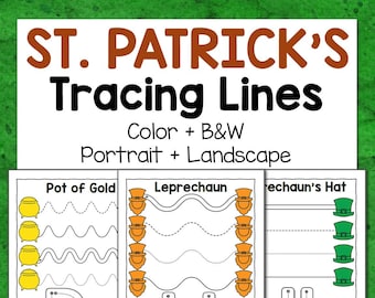 pre k 5 worksheets St. Patrick’s Day Tracing Worksheets for Preschool