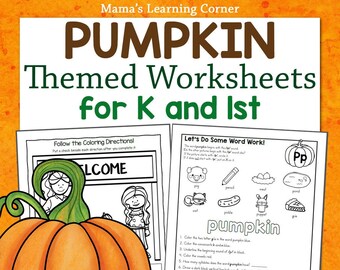 Pumpkin Worksheets for Kindergarten and First Grade