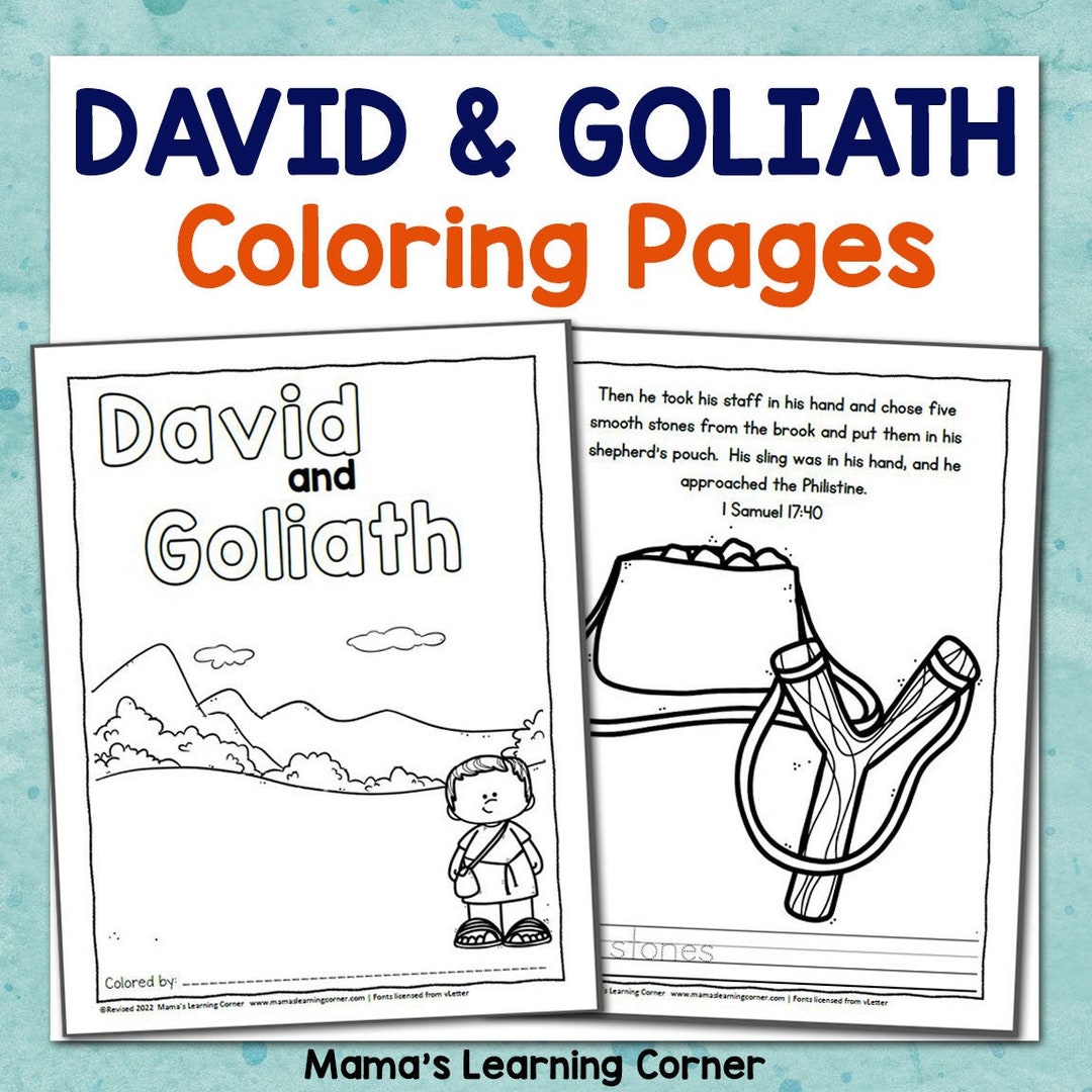 David and Goliath Bible Coloring Pages - Etsy
