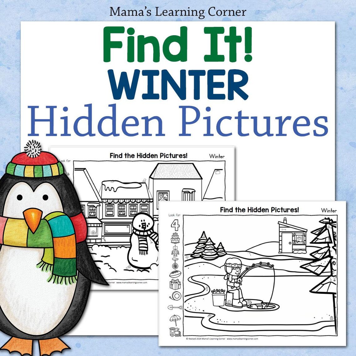 Winter Hidden Pictures Worksheets Seek and Find Objects - Etsy