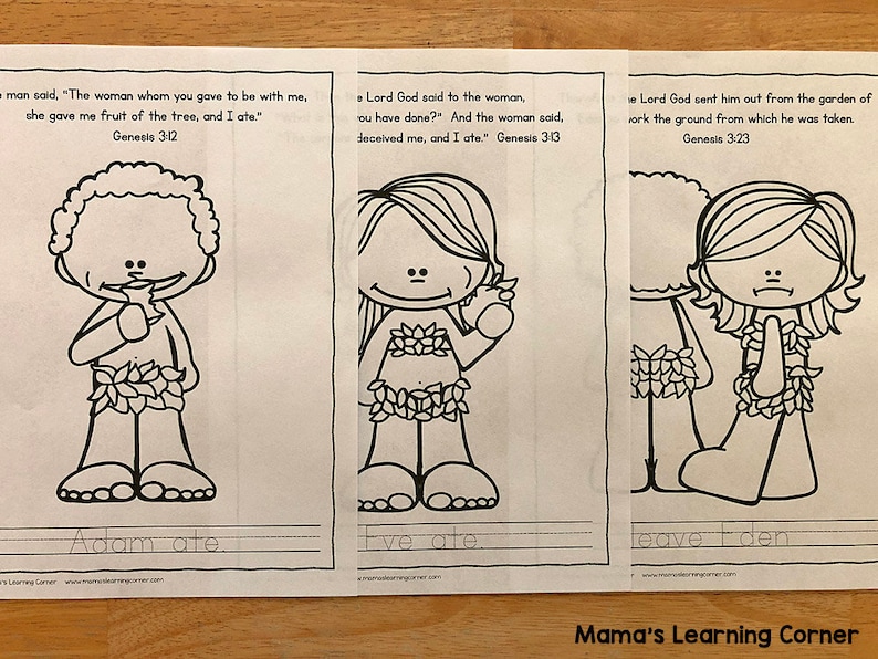 Adam and Eve in the Garden Coloring Pages - Etsy