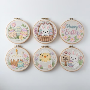 Conjunto de patrones de aguja de punzón de Pascua / Diseños de pollitos de conejito / Paquete de descarga digital / Plantilla de arte de bastidor de bordado