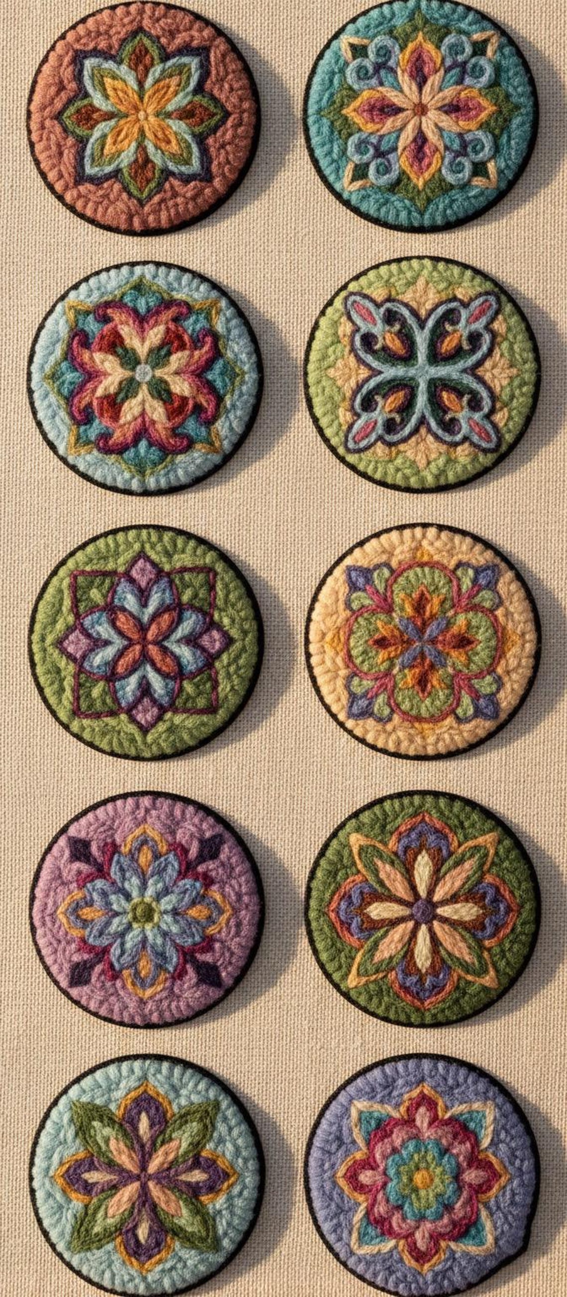 Boho Punch Needle Pattern Set | 10 Embroidery Templates (digital ...