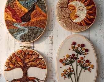 Minimal Punch Needle Pattern Bundle| Digital Download  | DIY Wall Art, Boho Home Decor
