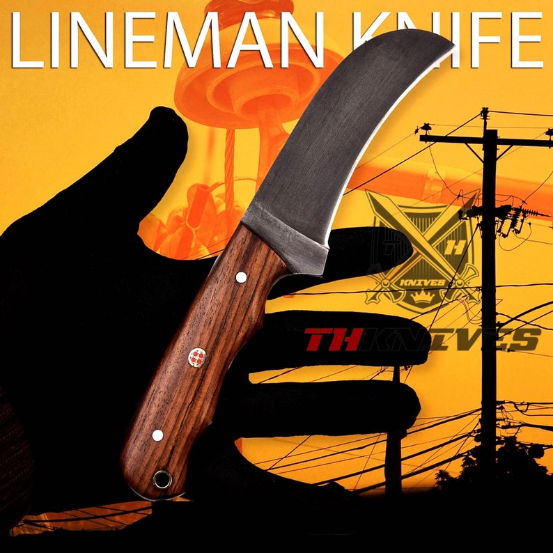 FALCON KNIVES Handmade 1095 Steel Linemans Hawkbill Knife With Cross