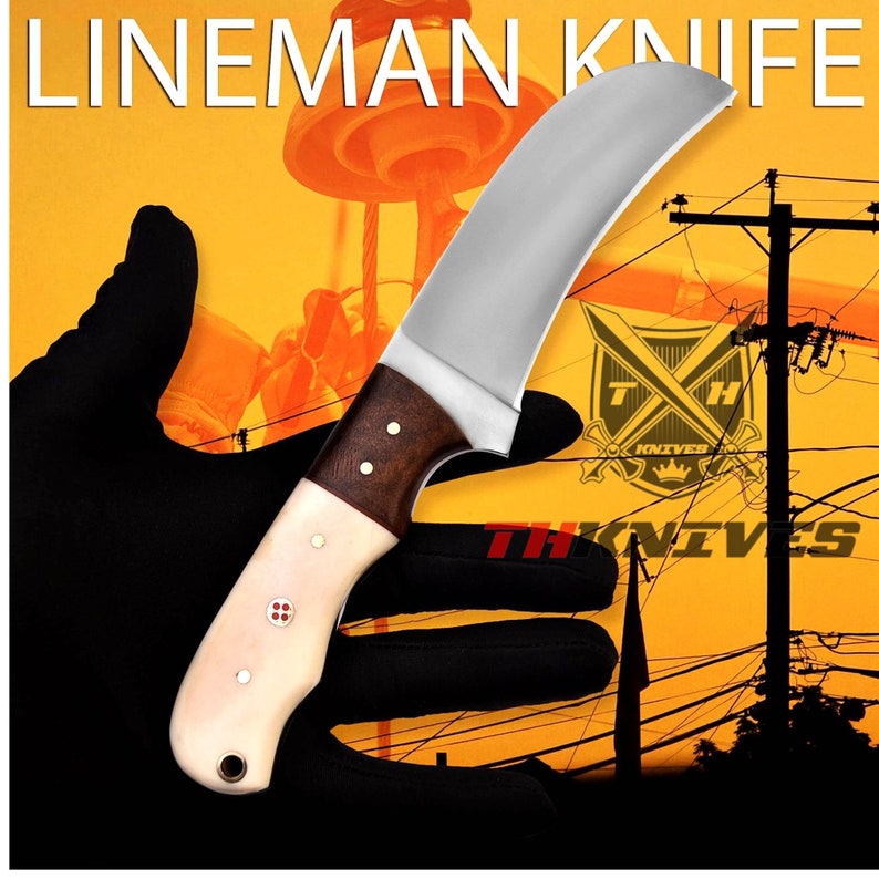 FALCON KNIVES Handmade 1095 Steel Linemans Hawkbill Knife With Cross