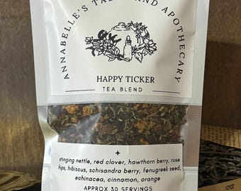 Natural Organic Happy Ticker Herbal Tea Blend With Hawthorne & Red Clover