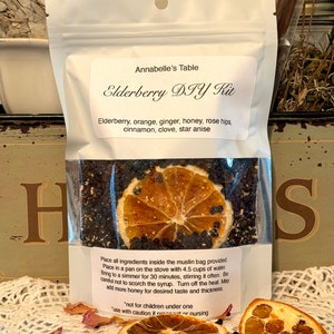 Elderberry Syrup DIY Kit: Fresh Herbal Blend with Muslin Bag
